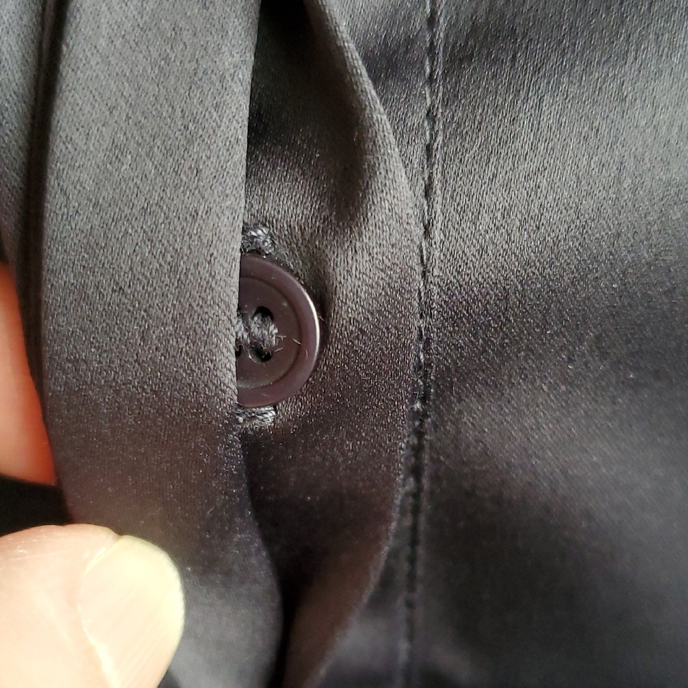 OAK+FORT Shirt Dress Soft Sheen Satin Black Pointy Collar S - Picture 6 of 15